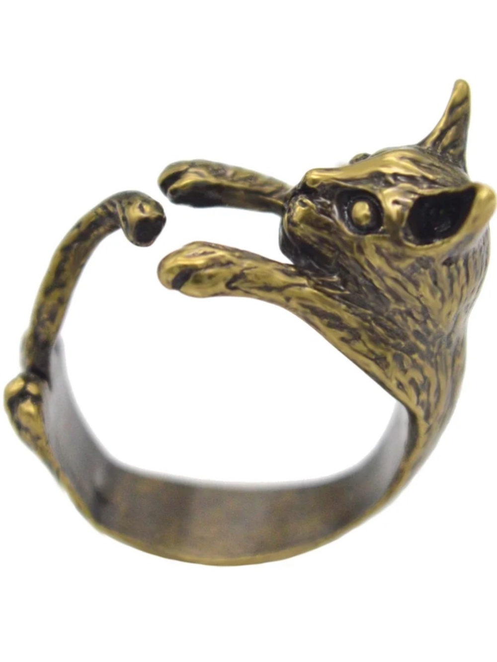 Cat Wrap Ring 🐈 Brass Finish Adjustable Statement Ring NWT